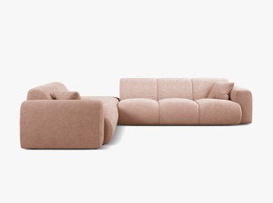 COLTAR MOLINO, 315 CM, PE STANGA, ROZ PUDRA, CU TAPITERIE DIN TEXTIL BOUCLE BALOO, MICADONI - Img 2