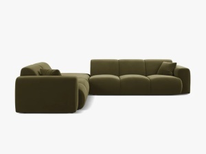 COLTAR MOLINO, 315 CM, PE STANGA, VERDE DESCHIS, CU TAPITERIE DIN TEXTIL CATIFEA VELVET CASINO, MICADONI - Img 2