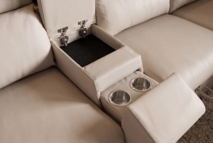 COLTAR MULTIFUNCTIONAL PRIME, 300X270CM, CU SPATIU DE DEPOZITARE, PRIZE, REALIZAT DIN LEMN SI PIELE ECO, CULOARE BEJ - Img 8