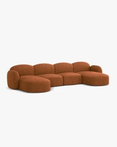 COLTAR PANORAMIC, CU 6 LOCURI, BLAIR, 354X167, CARAMIZIU, CU TAPITERIE DIN TEXTIL CHENILLE EDEN, MICADONI