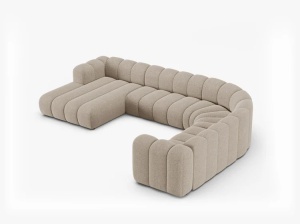 COLTAR PANORAMIC LUPIN, 370, PE DREAPTA, BEJ INCHIS, CU TAPITERIE DIN TEXTIL CHENILLE EDEN, MICADONI - Img 3
