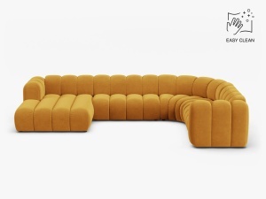 COLTAR PANORAMIC LUPIN, 370, PE DREAPTA, GALBEN, CU TAPITERIE DIN TEXTIL CATIFEA VENUS, MICADONI