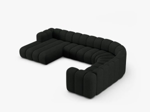 COLTAR PANORAMIC LUPIN, 370, PE DREAPTA, NEGRU, CU TAPITERIE DIN TEXTIL BOUCLE BALOO, MICADONI - Img 3