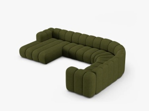 COLTAR PANORAMIC LUPIN, 370, PE DREAPTA, VERDE MASLINIU INCHIS, CU TAPITERIE DIN TEXTIL BOUCLE BALOO, MICADONI - Img 3