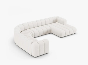 COLTAR PANORAMIC LUPIN, 370, PE STANGA, ALB, CU TAPITERIE DIN TEXTIL BOUCLE BALOO, MICADONI - Img 3