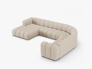 COLTAR PANORAMIC LUPIN, 370, PE STANGA, BEJ, CU TAPITERIE DIN TEXTIL BOUCLE BALOO, MICADONI - Img 3