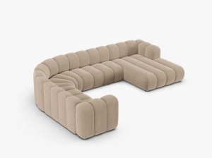COLTAR PANORAMIC LUPIN, 370, PE STANGA, BEJ, CU TAPITERIE DIN TEXTIL CATIFEA VENUS, MICADONI - Img 3