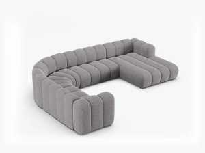 COLTAR PANORAMIC LUPIN, 370, PE STANGA, GRI DESCHIS, CU TAPITERIE DIN TEXTIL CHENILLE EDEN, MICADONI - Img 3