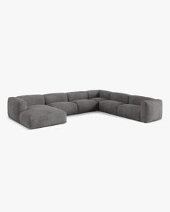 COLTAR PANORAMIC MARTINA, 160X106 CM, PE DREAPTA, GRI, TAPITAT CU TAPITERIE DIN TEXTIL CATIFEA VOGUE, MICADONI - Img 2
