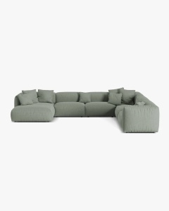 COLTAR PANORAMIC MARTINA, 160X106 CM, PE DREAPTA, VERDE MUSCHI, TAPITAT CU TAPITERIE DIN TEXTIL STRUCTURAT BOSTON, MICADONI