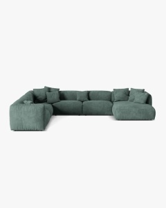COLTAR PANORAMIC MARTINA, 160X106 CM, PE STANGA, VERDE MUSCHI, TAPITAT CU TAPITERIE DIN TEXTIL CATIFEA VOGUE, MICADONI