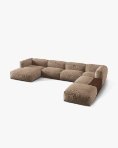 COLTAR PANORAMIC MARTINA, BEJ INCHIS, 406 CM, DREAPTA, CU TAPITERIE DIN TEXTIL CATIFEA VOGUE, MICADONI - Img 2