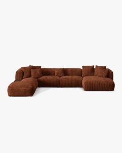 COLTAR PANORAMIC MARTINA, CARAMIZIU, 406 CM, STANGA, CU TAPITERIE DIN TEXTIL CORDOI TILIA, MICADONI