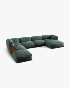 COLTAR PANORAMIC MARTINA, VERDE, 406 CM, STANGA, CU TAPITERIE DIN TEXTIL CATIFEA VOGUE, MICADONI - Img 2
