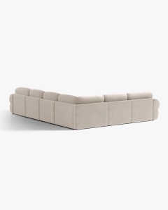 COLTAR PANORAMIC MODULAR, OPHELIA, BEJ, PE STANGA, 370 CM, CU TAPITERIE DIN TEXTIL CATIFEA VENUS, MICADONI - Img 3