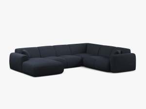 COLTAR PANORAMIC MOLINO, PE DREAPTA, ALBASTRU MARIN, 326 CM, , CU TAPITERIE DIN TEXTIL CHENILLE EDEN, MICADONI