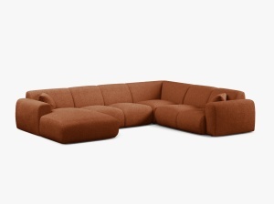 COLTAR PANORAMIC MOLINO, PE DREAPTA, CARAMIZIU, 326 CM, , CU TAPITERIE DIN TEXTIL BOUCLE BALOO, MICADONI