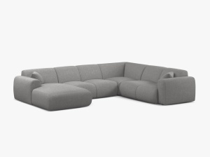 COLTAR PANORAMIC MOLINO, PE DREAPTA, GRI DESCHIS, 326 CM, , CU TAPITERIE DIN TEXTIL CHENILLE EDEN, MICADONI