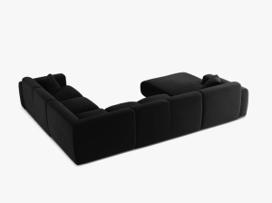 COLTAR PANORAMIC MOLINO, PE DREAPTA, NEGRU, 326 CM, , CU TAPITERIE DIN TEXTIL CATIFEA VELVET CASINO, MICADONI - Img 3