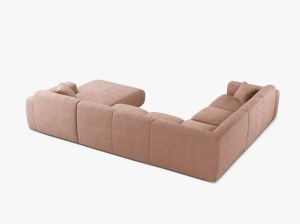 COLTAR PANORAMIC MOLINO, PE STANGA, ROZ PUDRA, 326 CM, , CU TAPITERIE DIN TEXTIL BOUCLE BALOO, MICADONI - Img 3