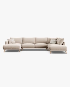 COLTAR PANORAMIC NAOMI, PE DREAPTA, BEJ, 235X265 CM, TAPITAT CU TAPITERIE DIN TEXTIL CATIFEA SALVADOR, MICADONI