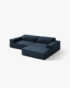 COLTAR PE DREAPTA, CU 3 LOCURI JODIE, 224X162 CM, ADANCIME SCAUN 62 CM, ALBASTRU INCHIS, TAPITAT CU TAPITERIE DIN TEXTIL BOUCLE BALOO, MICADONI - Img 2
