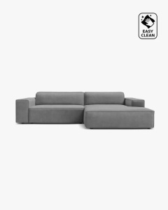 COLTAR PE DREAPTA, CU 3 LOCURI JODIE, 224X162 CM, ADANCIME SCAUN 62 CM, GRI DESCHIS, TAPITAT CU TAPITERIE DIN TEXTIL CATIFEA VENUS, MICADONI