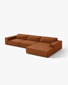 COLTAR PE DREAPTA JODIE, CU 4 LOCURI, 284X162 CM, ADANCIME SCAUN 62 CM, CARAMIZIU, TAPITAT CU TAPITERIE DIN TEXTIL BOUCLE BALOO, MICADONI - Img 2