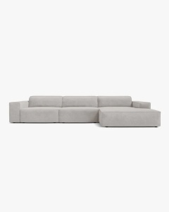 COLTAR PE DREAPTA JODIE, CU 4 LOCURI, 284X162 CM, ADANCIME SCAUN 62 CM, GRI DESCHIS, TAPITAT CU TAPITERIE DIN TEXTIL STRUCTURAT LIBERTY, MICADONI