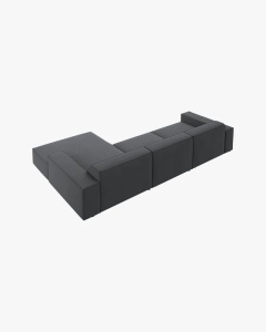 COLTAR PE DREAPTA JODIE, CU 4 LOCURI, 284X162 CM, ADANCIME SCAUN 62 CM, GRI INCHIS, TAPITAT CU TAPITERIE DIN TEXTIL STRUCTURAT MEGAN, MICADONI - Img 4
