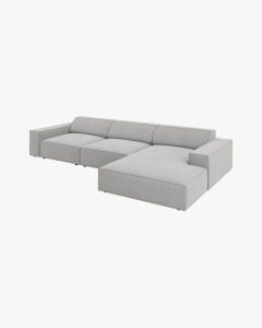 COLTAR PE DREAPTA JODIE, CU 4 LOCURI, 284X162 CM, ADANCIME SCAUN 62 CM, GRI DESCHIS, TAPITAT CU TAPITERIE DIN TEXTIL STRUCTURAT MEGAN, MICADONI - Img 3