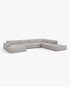 COLTAR PE DREAPTA JODIE, CU 7 LOCURI, 361X258 CM, ADANCIME SCAUN 62 CM, GRI DESCHIS, TAPITAT CU TAPITERIE DIN TEXTIL STRUCTURAT LIBERTY, MICADONI - Img 2