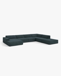 COLTAR PE DREAPTA JODIE, CU 7 LOCURI, 361X258 CM, ADANCIME SCAUN 62 CM, PETROL INCHIS, TAPITAT CU TAPITERIE DIN TEXTIL STRUCTURAT LIBERTY, MICADONI - Img 2