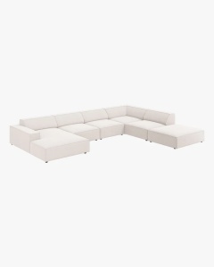 COLTAR PE DREAPTA JODIE, CU 7 LOCURI, 361X258 CM, ADANCIME SCAUN 62 CM, BEJ DESCHIS, TAPITAT CU TAPITERIE DIN TEXTIL STRUCTURAT MEGAN, MICADONI - Img 2
