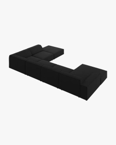 COLTAR PE DREAPTA JODIE, CU 7 LOCURI, 361X258 CM, ADANCIME SCAUN 62 CM, NEGRU, TAPITAT CU TAPITERIE DIN TEXTIL STRUCTURAT MEGAN, MICADONI - Img 3