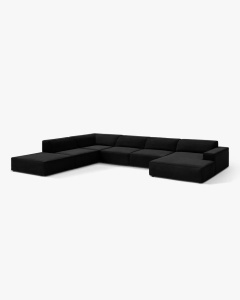 COLTAR PE DREAPTA JODIE, CU 7 LOCURI, 361X258 CM, ADANCIME SCAUN 62 CM, NEGRU, TAPITAT CU TAPITERIE DIN TEXTIL CATIFEA VENUS, MICADONI - Img 2