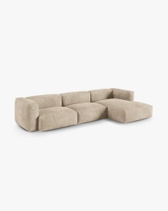 COLTAR PE DREAPTA MARTINA, 330X176 CM, ADANCIME SCAUN 90 CM, BEJ DESCHIS, TAPITAT CU TAPITERIE DIN TEXTIL CATIFEA VOGUE, MICADONI - Img 2