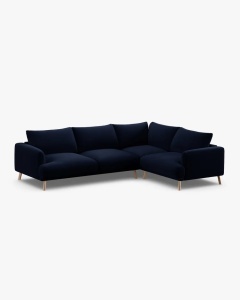 COLTAR PE DREAPTA, NAOMI, ALBASTRU ROYAL, 280X195 CM, TAPITAT CU TAPITERIE DIN TEXTIL CATIFEA SALVADOR, MICADONI - Img 4