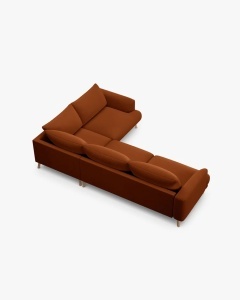 COLTAR PE DREAPTA, NAOMI, CARAMIZIU, 280X195 CM, TAPITAT CU TAPITERIE DIN TEXTIL CATIFEA SALVADOR, MICADONI - Img 2