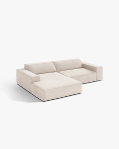 COLTAR PE STANGA, CU 3 LOCURI JODIE, 224X162 CM, ADANCIME SCAUN 62 CM, BEJ DESCHIS, TAPITAT CU TAPITERIE DIN TEXTIL CATIFEA VENUS, MICADONI - Img 2