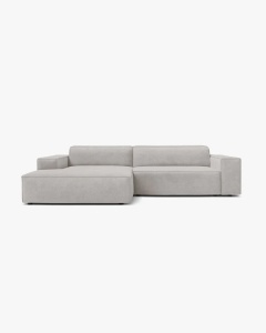 COLTAR PE STANGA, CU 3 LOCURI JODIE, 224X162 CM, ADANCIME SCAUN 62 CM, GRI DESCHIS, TAPITAT CU TAPITERIE DIN TEXTIL STRUCTURAT LIBERTY, MICADONI