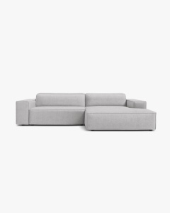 COLTAR PE STANGA, CU 3 LOCURI JODIE, 224X162 CM, ADANCIME SCAUN 62 CM, GRI DESCHIS, TAPITAT CU TAPITERIE DIN TEXTIL BOUCLE BALOO, MICADONI