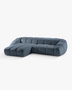 COLTAR PE STANGA DIANA, BLUE JEANS, 334X182 CM, TAPITAT CU TAPITERIE DIN TEXTIL STRUCTURAT BUBBLE, MICADONI