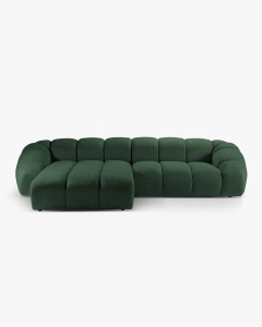 COLTAR PE STANGA DIANA, VERDE, 334X182 CM, TAPITAT CU TAPITERIE DIN TEXTIL STRUCTURAT BUBBLE, MICADONI