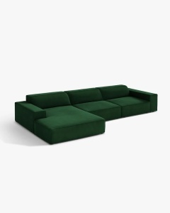 COLTAR PE STANGA JODIE, CU 4 LOCURI, 284X162 CM, ADANCIME SCAUN 62 CM, VERDE SMARLD, TAPITAT CU TAPITERIE DIN TEXTIL CATIFEA BLUVEL, MICADONI - Img 2