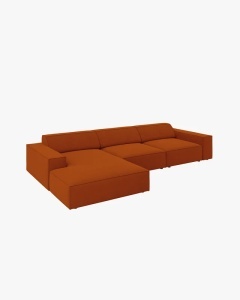 COLTAR PE STANGA JODIE, CU 4 LOCURI, 284X162 CM, ADANCIME SCAUN 62 CM, CARAMIZIU, TAPITAT CU TAPITERIE DIN TEXTIL STRUCTURAT MEGAN, MICADONI - Img 3