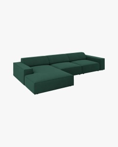 COLTAR PE STANGA JODIE, CU 4 LOCURI, 284X162 CM, ADANCIME SCAUN 62 CM, VERDE, TAPITAT CU TAPITERIE DIN TEXTIL STRUCTURAT MEGAN, MICADONI - Img 3
