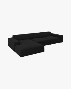 COLTAR PE STANGA JODIE, CU 4 LOCURI, 284X162 CM, ADANCIME SCAUN 62 CM, NEGRU, TAPITAT CU TAPITERIE DIN TEXTIL STRUCTURAT MEGAN, MICADONI - Img 3