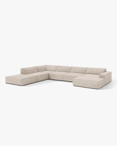 COLTAR PE STANGA JODIE, CU 7 LOCURI, 361X258 CM, ADANCIME SCAUN 62 CM, BEJ, TAPITAT CU TAPITERIE DIN TEXTIL STRUCTURAT LIBERTY, MICADONI - Img 2