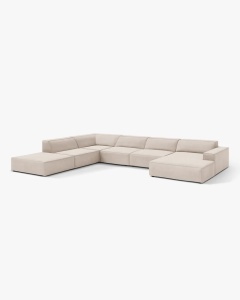 COLTAR PE STANGA JODIE, CU 7 LOCURI, 361X258 CM, ADANCIME SCAUN 62 CM, BEJ DESCHIS, TAPITAT CU TAPITERIE DIN TEXTIL CATIFEA VENUS, MICADONI - Img 2